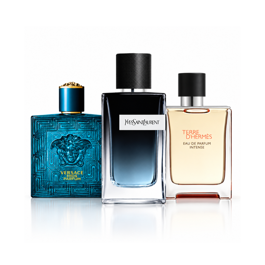Sada 3 parfumov | Versace Eros Eau de Toilette – 200 ml | YSL Y Eau de Parfum – 200 ml | Terre d'Hermès Eau de Parfum Intense – 175 ml