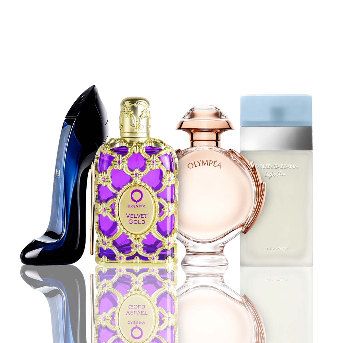 Sada 4 parfumov | Light Blue + Orientica Velvet Gold + Good Girl + Olympea 100 ml
